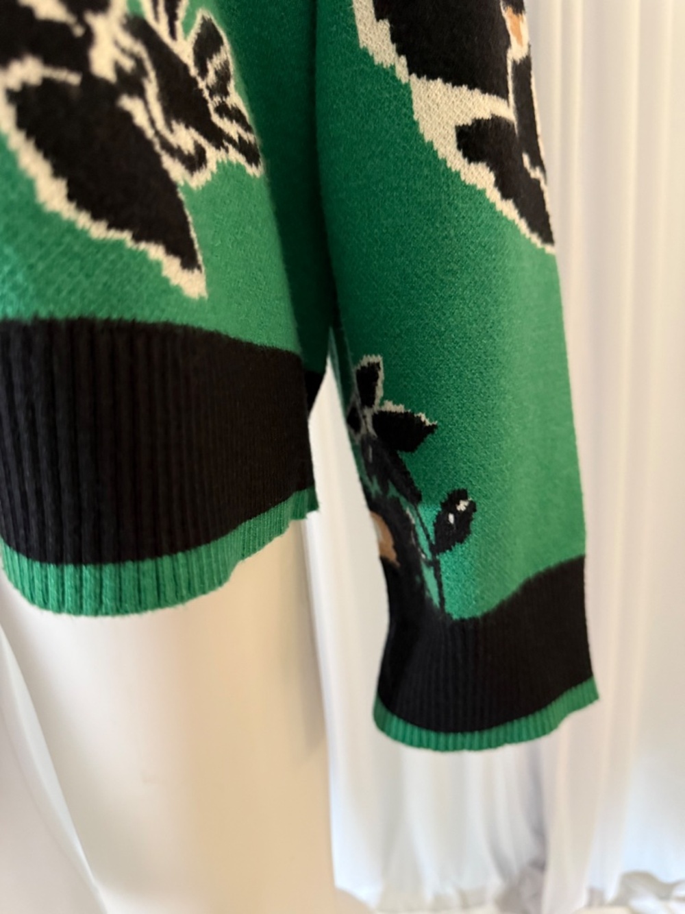 Sugarlips Carrey Floral Quarter Zip Sweater Green Black XL NWOT - Picture 15 of 16